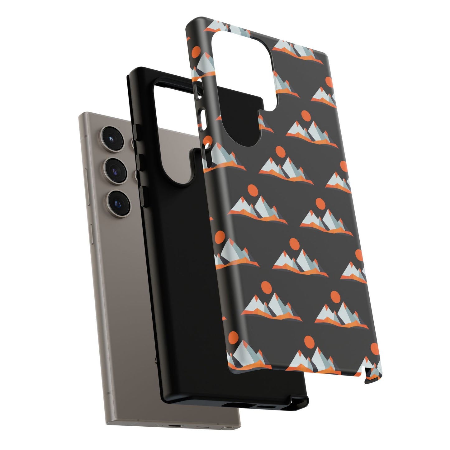 Geometrik Dağ ve Güneş – Minimalist Sanat Telefon Kılıfı