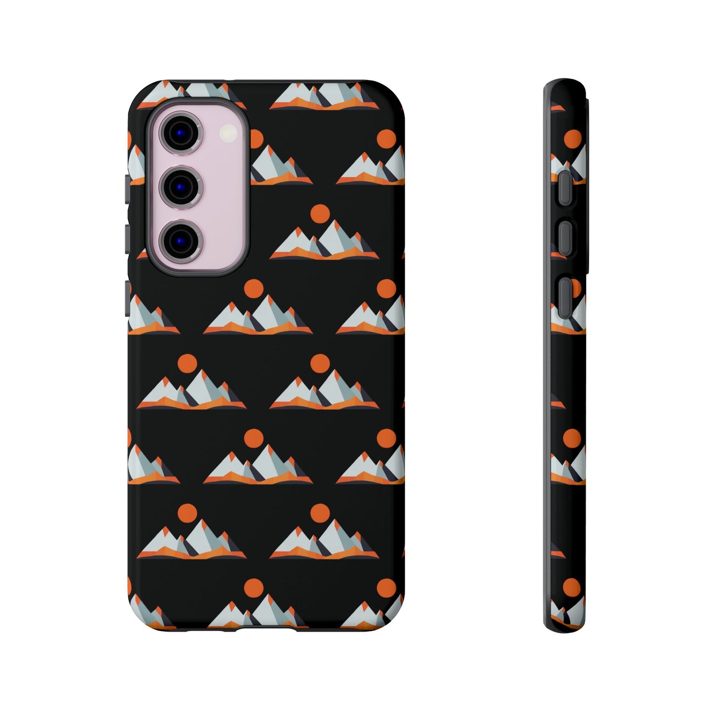 Geometrik Dağ ve Güneş – Minimalist Sanat Telefon Kılıfı