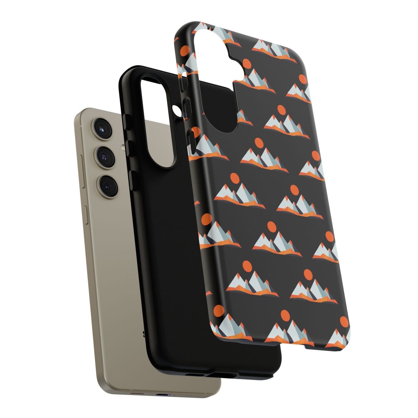 Geometrik Dağ ve Güneş – Minimalist Sanat Telefon Kılıfı