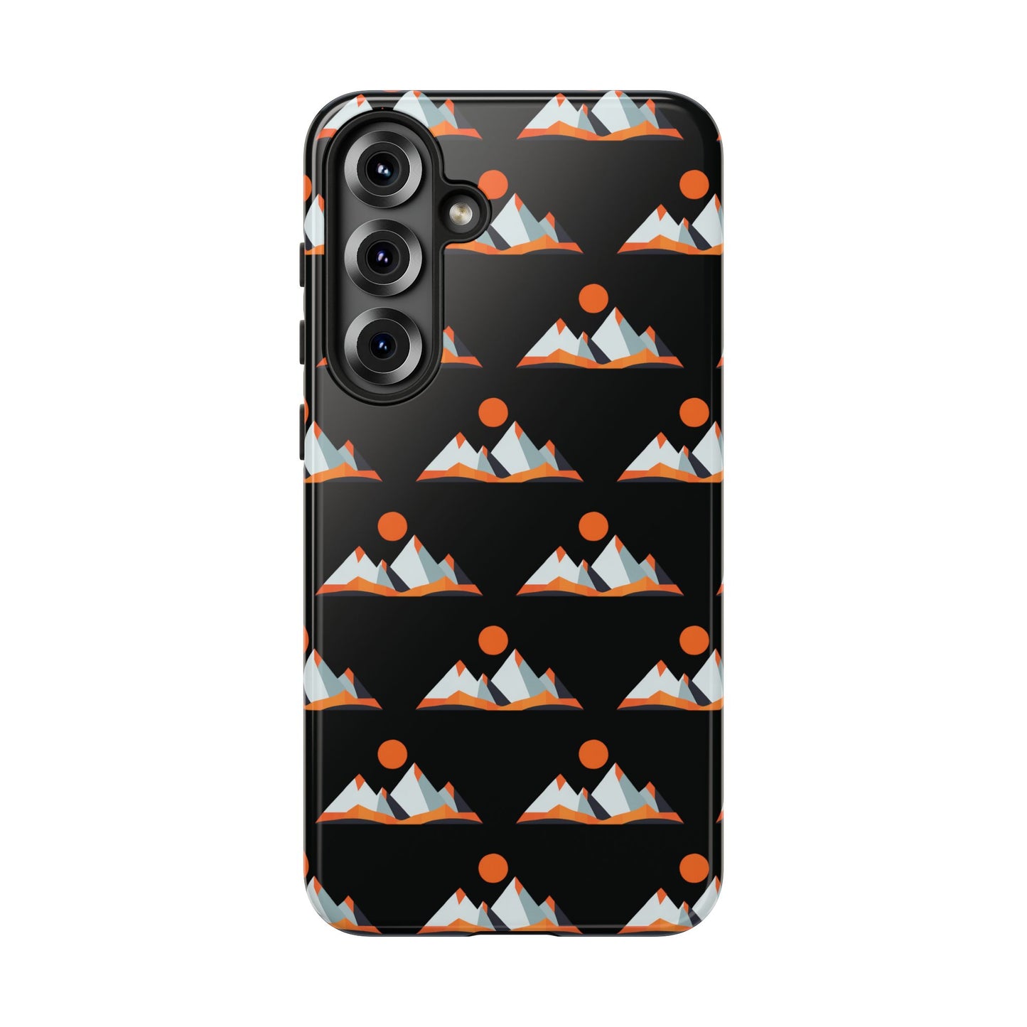 Geometrik Dağ ve Güneş – Minimalist Sanat Telefon Kılıfı