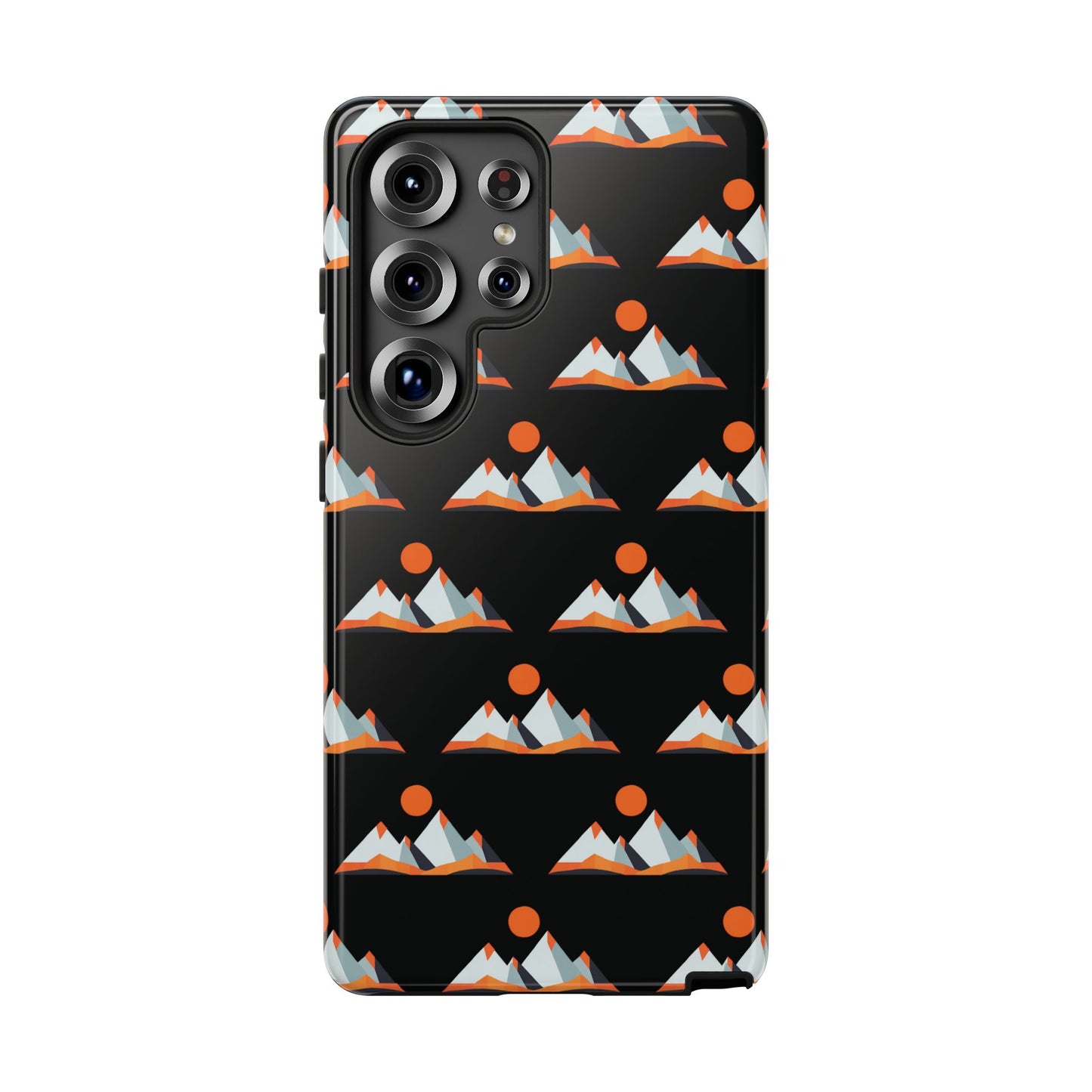 Geometrik Dağ ve Güneş – Minimalist Sanat Telefon Kılıfı