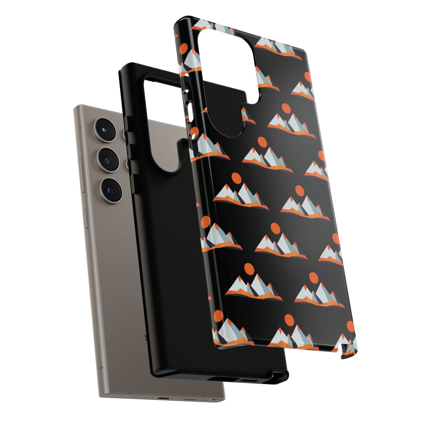 Geometrik Dağ ve Güneş – Minimalist Sanat Telefon Kılıfı