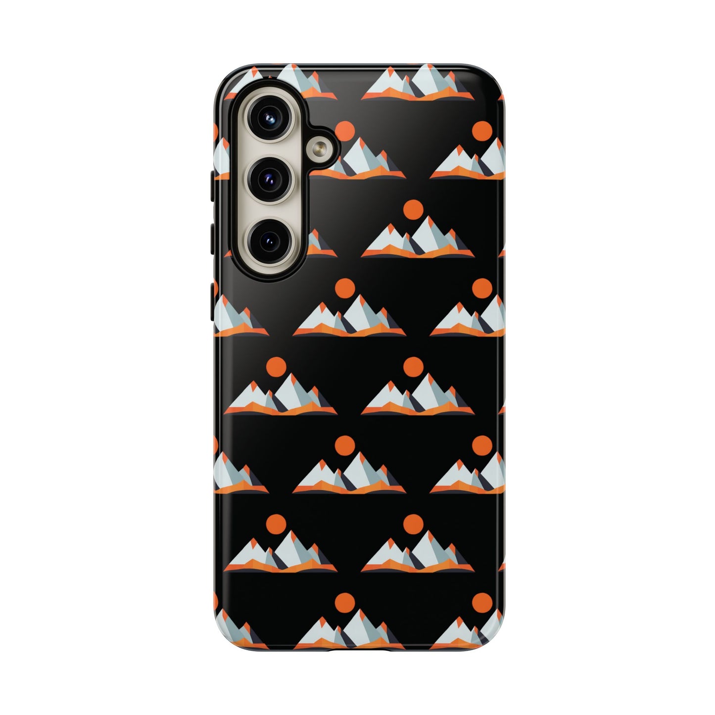 Geometrik Dağ ve Güneş – Minimalist Sanat Telefon Kılıfı