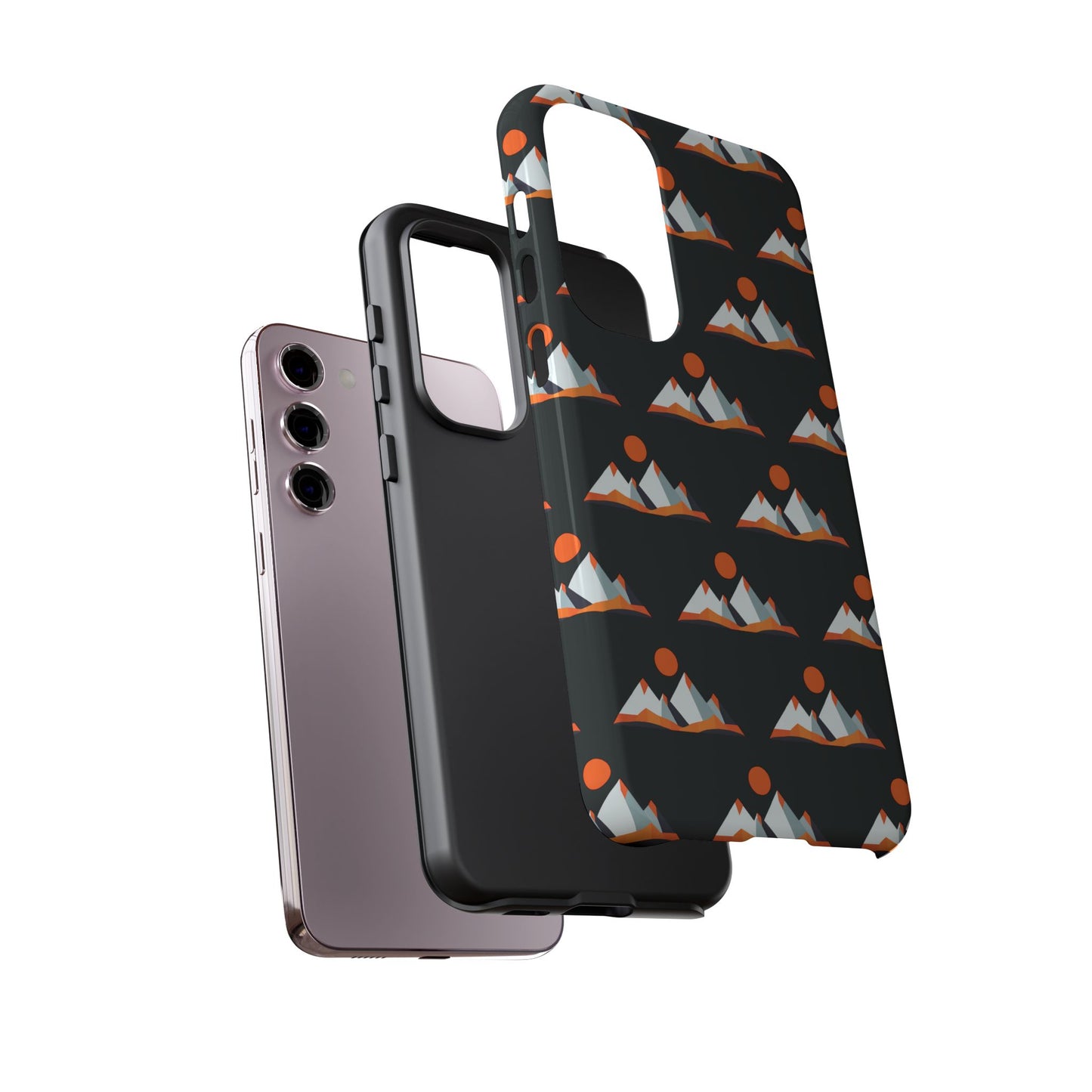 Geometrik Dağ ve Güneş – Minimalist Sanat Telefon Kılıfı