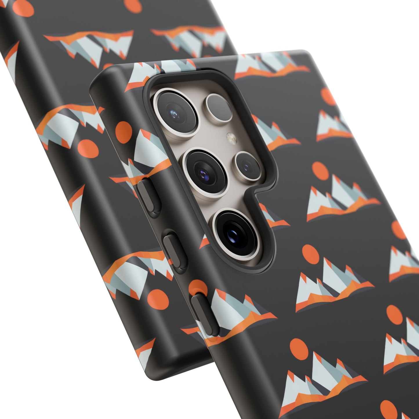 Geometrik Dağ ve Güneş – Minimalist Sanat Telefon Kılıfı