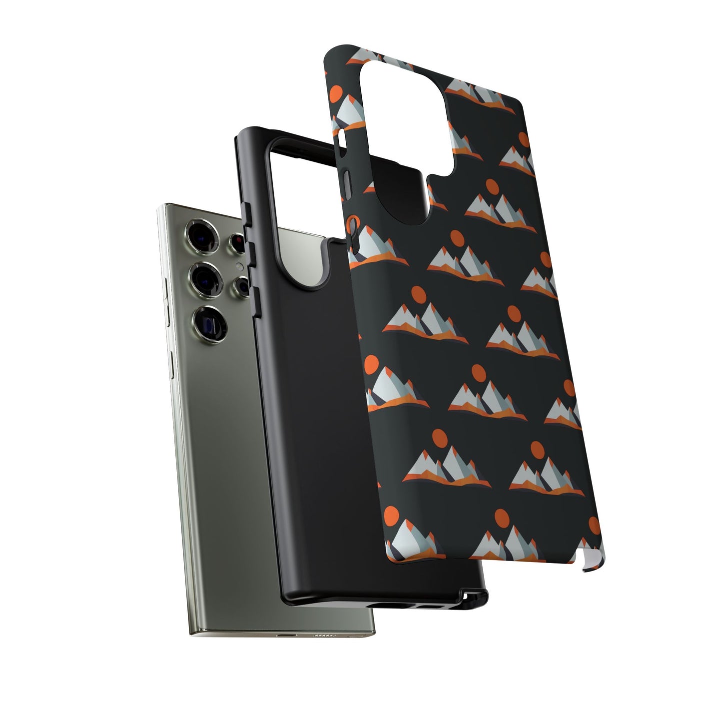 Geometrik Dağ ve Güneş – Minimalist Sanat Telefon Kılıfı
