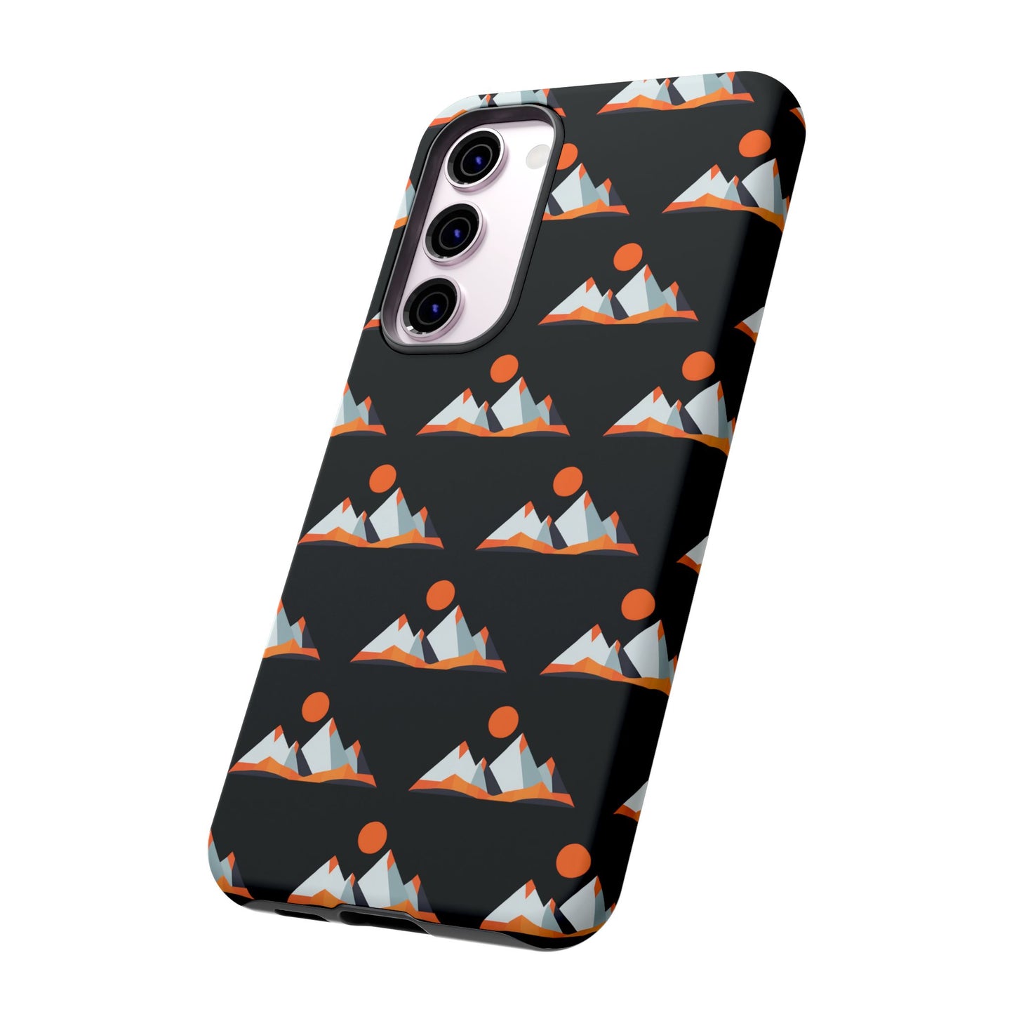 Geometrik Dağ ve Güneş – Minimalist Sanat Telefon Kılıfı