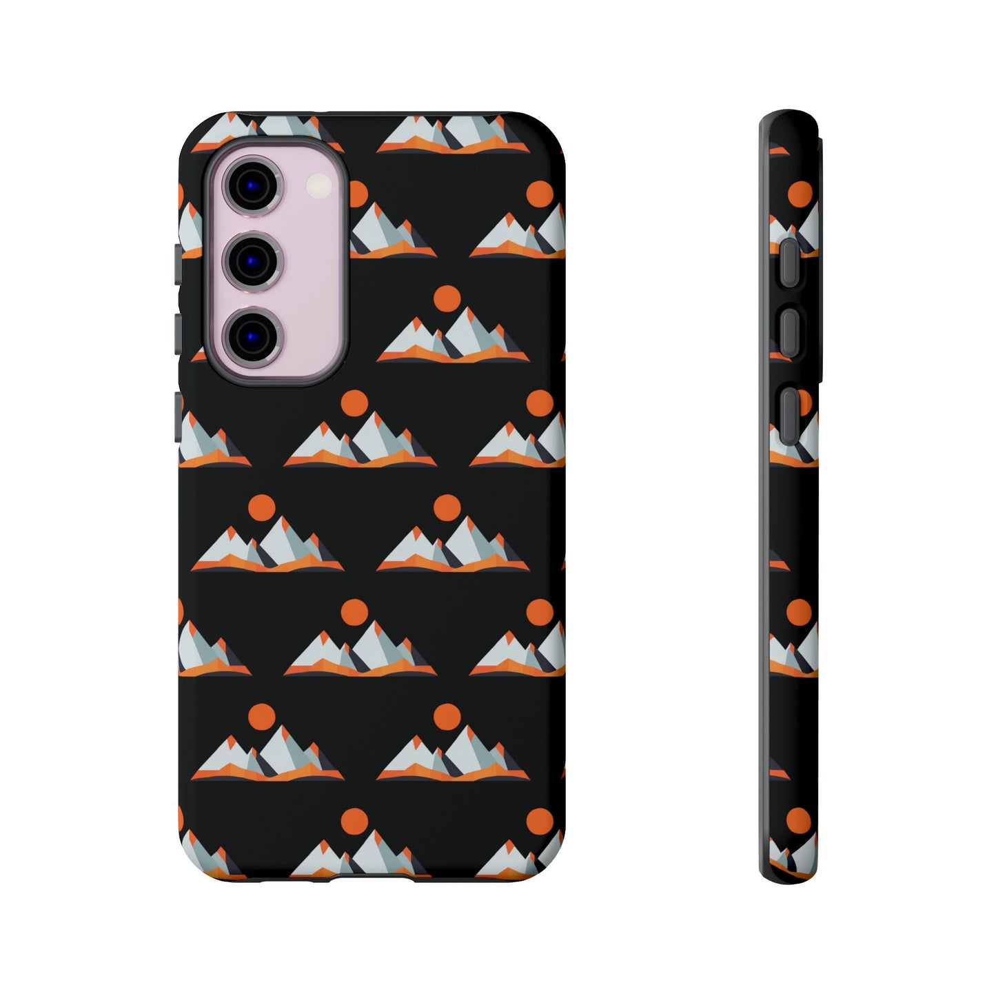 Geometrik Dağ ve Güneş – Minimalist Sanat Telefon Kılıfı