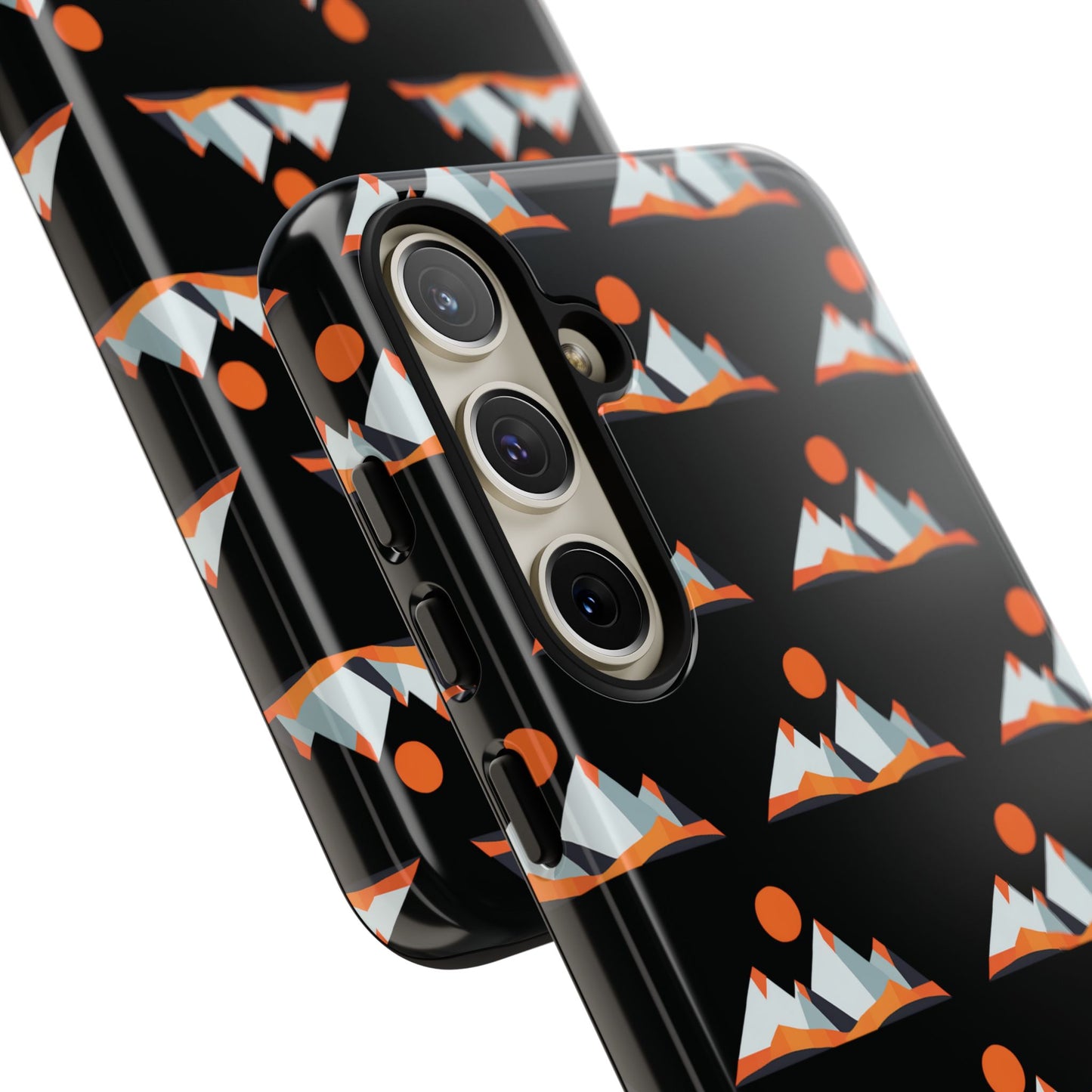 Geometrik Dağ ve Güneş – Minimalist Sanat Telefon Kılıfı
