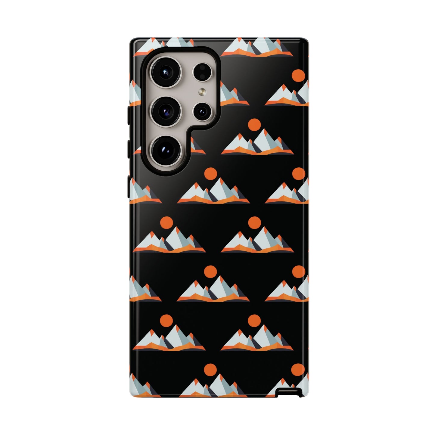 Geometrik Dağ ve Güneş – Minimalist Sanat Telefon Kılıfı
