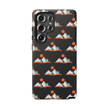 Geometrik Dağ ve Güneş – Minimalist Sanat Telefon Kılıfı