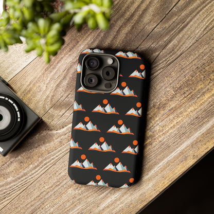 Geometrik Dağ ve Güneş – Minimalist Sanat Telefon Kılıfı