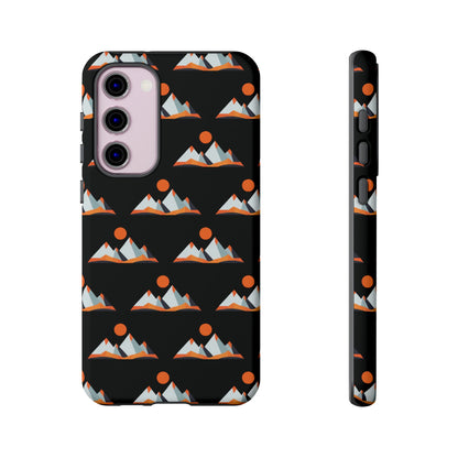 Geometrik Dağ ve Güneş – Minimalist Sanat Telefon Kılıfı